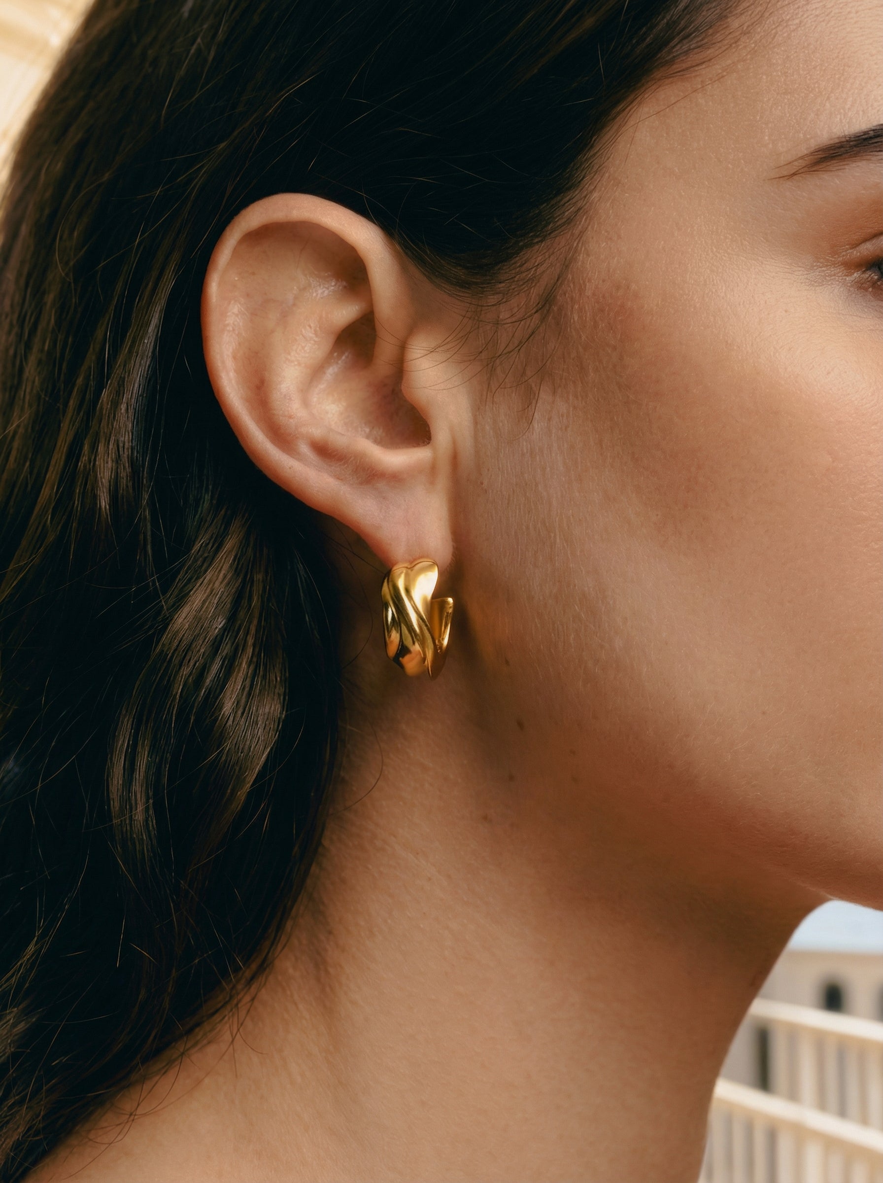 Milos Wave Hoops | Gold Vermeil